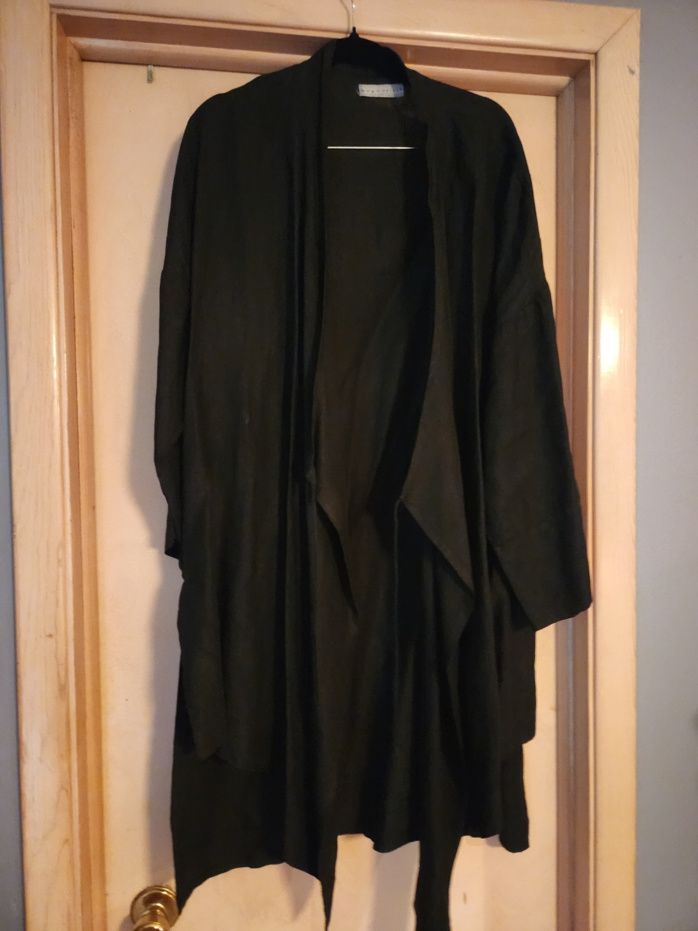 bryn Walker Black Open Drape Linen Kimono